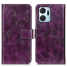 Custodia Portafoglio In Pelle Cover con Supporto K04Z per Huawei Honor X7a Viola