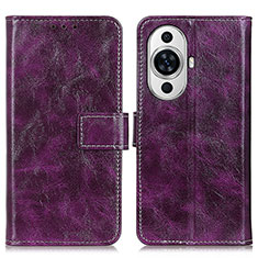 Custodia Portafoglio In Pelle Cover con Supporto K04Z per Huawei Nova 11 Pro Viola