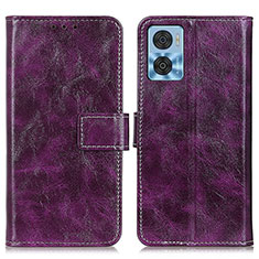 Custodia Portafoglio In Pelle Cover con Supporto K04Z per Motorola Moto E22 Viola