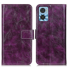 Custodia Portafoglio In Pelle Cover con Supporto K04Z per Motorola Moto E22i Viola