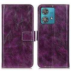 Custodia Portafoglio In Pelle Cover con Supporto K04Z per Motorola Moto Edge 40 Neo 5G Viola