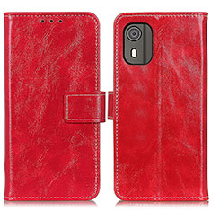 Custodia Portafoglio In Pelle Cover con Supporto K04Z per Nokia C02 Rosso