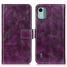 Custodia Portafoglio In Pelle Cover con Supporto K04Z per Nokia C12 Plus Viola