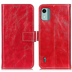 Custodia Portafoglio In Pelle Cover con Supporto K04Z per Nokia C12 Pro Rosso