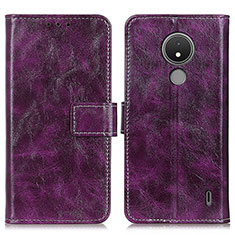 Custodia Portafoglio In Pelle Cover con Supporto K04Z per Nokia C21 Viola