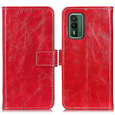 Custodia Portafoglio In Pelle Cover con Supporto K04Z per Nokia XR21 Rosso