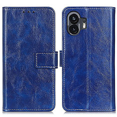 Custodia Portafoglio In Pelle Cover con Supporto K04Z per Nothing Phone 2 Blu