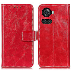 Custodia Portafoglio In Pelle Cover con Supporto K04Z per OnePlus 10R 5G Rosso