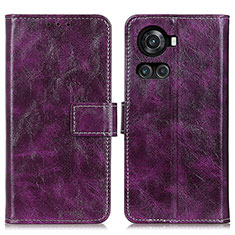 Custodia Portafoglio In Pelle Cover con Supporto K04Z per OnePlus 10R 5G Viola