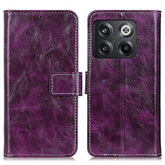 Custodia Portafoglio In Pelle Cover con Supporto K04Z per OnePlus 10T 5G Viola