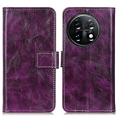 Custodia Portafoglio In Pelle Cover con Supporto K04Z per OnePlus 11 5G Viola