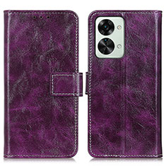 Custodia Portafoglio In Pelle Cover con Supporto K04Z per OnePlus Nord 2T 5G Viola