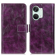 Custodia Portafoglio In Pelle Cover con Supporto K04Z per OnePlus Nord 3 5G Viola