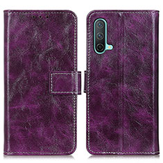 Custodia Portafoglio In Pelle Cover con Supporto K04Z per OnePlus Nord CE 5G Viola