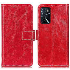 Custodia Portafoglio In Pelle Cover con Supporto K04Z per Oppo A16 Rosso