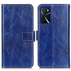 Custodia Portafoglio In Pelle Cover con Supporto K04Z per Oppo A16s Blu