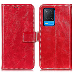 Custodia Portafoglio In Pelle Cover con Supporto K04Z per Oppo A54 4G Rosso