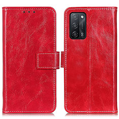 Custodia Portafoglio In Pelle Cover con Supporto K04Z per Oppo A55 5G Rosso
