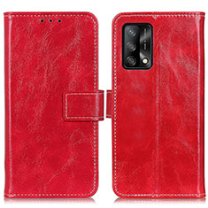 Custodia Portafoglio In Pelle Cover con Supporto K04Z per Oppo A74 4G Rosso