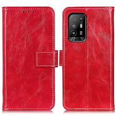 Custodia Portafoglio In Pelle Cover con Supporto K04Z per Oppo A94 5G Rosso