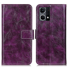 Custodia Portafoglio In Pelle Cover con Supporto K04Z per Oppo F21 Pro 4G Viola