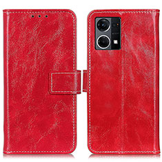 Custodia Portafoglio In Pelle Cover con Supporto K04Z per Oppo F21s Pro 4G Rosso