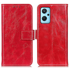 Custodia Portafoglio In Pelle Cover con Supporto K04Z per Oppo K10 4G Rosso