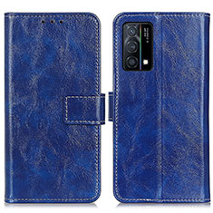 Custodia Portafoglio In Pelle Cover con Supporto K04Z per Oppo K9 5G Blu