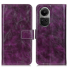 Custodia Portafoglio In Pelle Cover con Supporto K04Z per Oppo Reno10 5G Viola