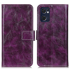 Custodia Portafoglio In Pelle Cover con Supporto K04Z per Oppo Reno7 5G Viola