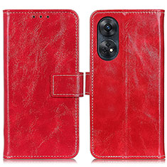 Custodia Portafoglio In Pelle Cover con Supporto K04Z per Oppo Reno8 T 4G Rosso