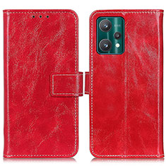 Custodia Portafoglio In Pelle Cover con Supporto K04Z per Realme 9 Pro 5G Rosso