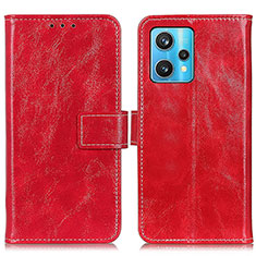 Custodia Portafoglio In Pelle Cover con Supporto K04Z per Realme 9 Pro+ Plus 5G Rosso