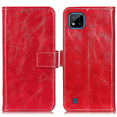 Custodia Portafoglio In Pelle Cover con Supporto K04Z per Realme C20A Rosso