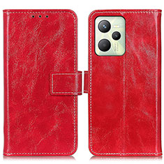 Custodia Portafoglio In Pelle Cover con Supporto K04Z per Realme C35 Rosso