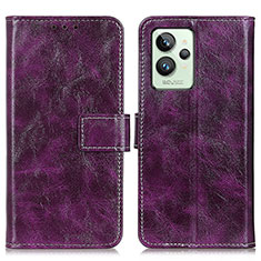 Custodia Portafoglio In Pelle Cover con Supporto K04Z per Realme GT2 Pro 5G Viola