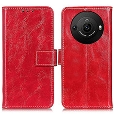 Custodia Portafoglio In Pelle Cover con Supporto K04Z per Sharp Aquos R8s Pro Rosso