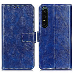 Custodia Portafoglio In Pelle Cover con Supporto K04Z per Sony Xperia 1 IV Blu