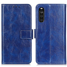 Custodia Portafoglio In Pelle Cover con Supporto K04Z per Sony Xperia 10 III Lite Blu