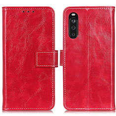 Custodia Portafoglio In Pelle Cover con Supporto K04Z per Sony Xperia 10 III SOG04 Rosso