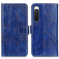 Custodia Portafoglio In Pelle Cover con Supporto K04Z per Sony Xperia 10 IV Blu