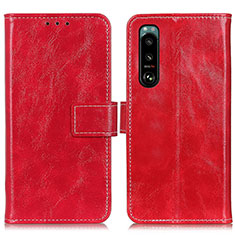 Custodia Portafoglio In Pelle Cover con Supporto K04Z per Sony Xperia 5 III Rosso