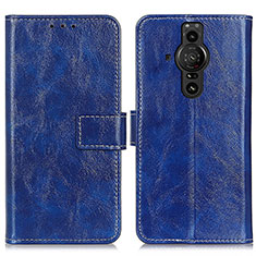 Custodia Portafoglio In Pelle Cover con Supporto K04Z per Sony Xperia PRO-I Blu