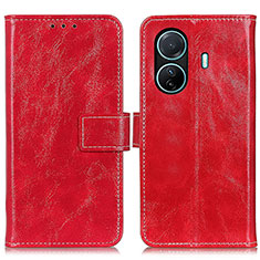 Custodia Portafoglio In Pelle Cover con Supporto K04Z per Vivo iQOO Z6 Pro 5G Rosso