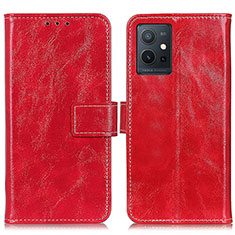 Custodia Portafoglio In Pelle Cover con Supporto K04Z per Vivo Y55s 5G Rosso