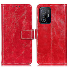 Custodia Portafoglio In Pelle Cover con Supporto K04Z per Xiaomi Mi 11T 5G Rosso