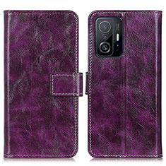 Custodia Portafoglio In Pelle Cover con Supporto K04Z per Xiaomi Mi 11T 5G Viola