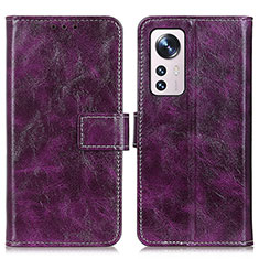 Custodia Portafoglio In Pelle Cover con Supporto K04Z per Xiaomi Mi 12 5G Viola