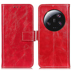 Custodia Portafoglio In Pelle Cover con Supporto K04Z per Xiaomi Mi 13 Ultra 5G Rosso