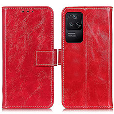 Custodia Portafoglio In Pelle Cover con Supporto K04Z per Xiaomi Poco F4 5G Rosso